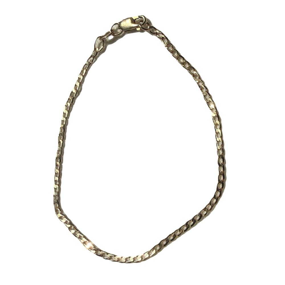 14k Solid Gold Vintage Italian Curb Chain Bracelet